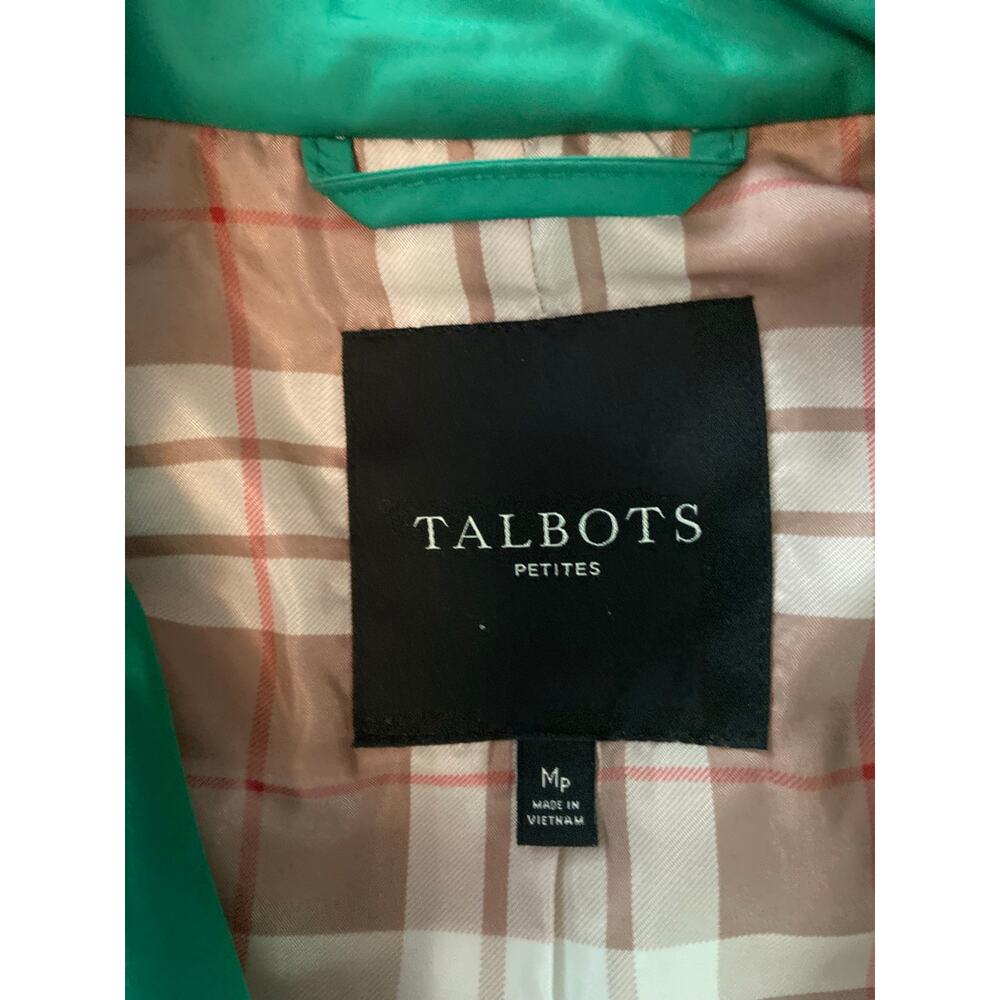 Talbots petite green quilted long sleeve jacket with plaid lining - Picture 9 of 10
